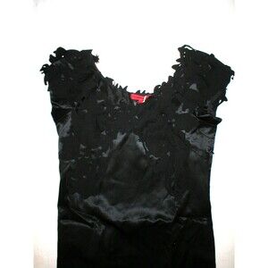 New Womens NWT $595 Designer Vivienne Tam Black Dress Silk 2 LBD Short Sexy Appl
